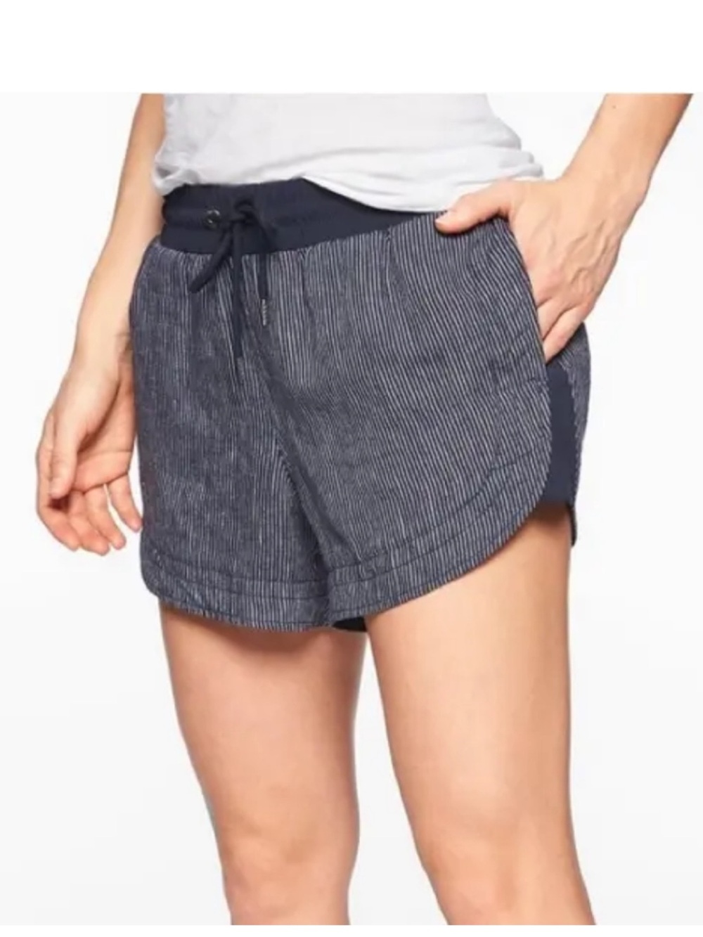 Athleta Women's Navy Blue Bali Beachside Linen Shorts Size 6